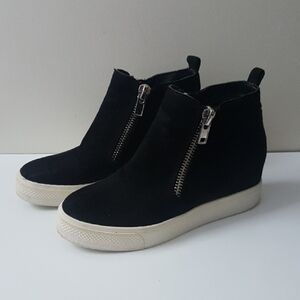 Steve Madden Black Suede Wedge Sneakers